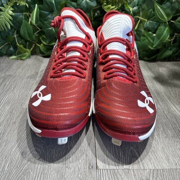 Under Armour Harper 4 Low Metal Baseball Cleats White Red Men Sz 16 3022059-102 main image 8